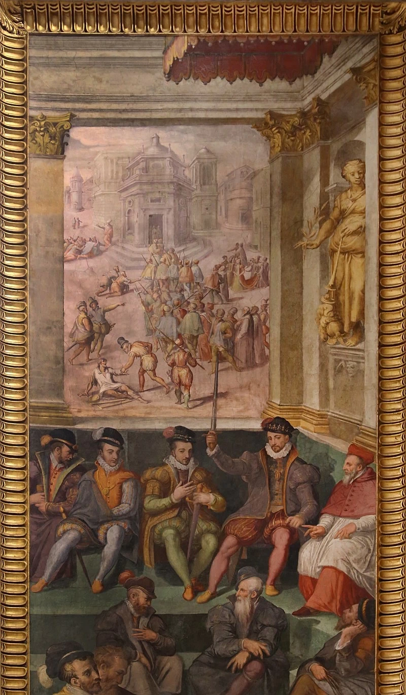 E aiuti, terza storia della notte di san Bartolomeo, 1573, il parlamento di Carlo IX approva l'uccisione del grande ammiraglio Coligny